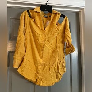 Mustard Yellow Cold Shoulder Blouse